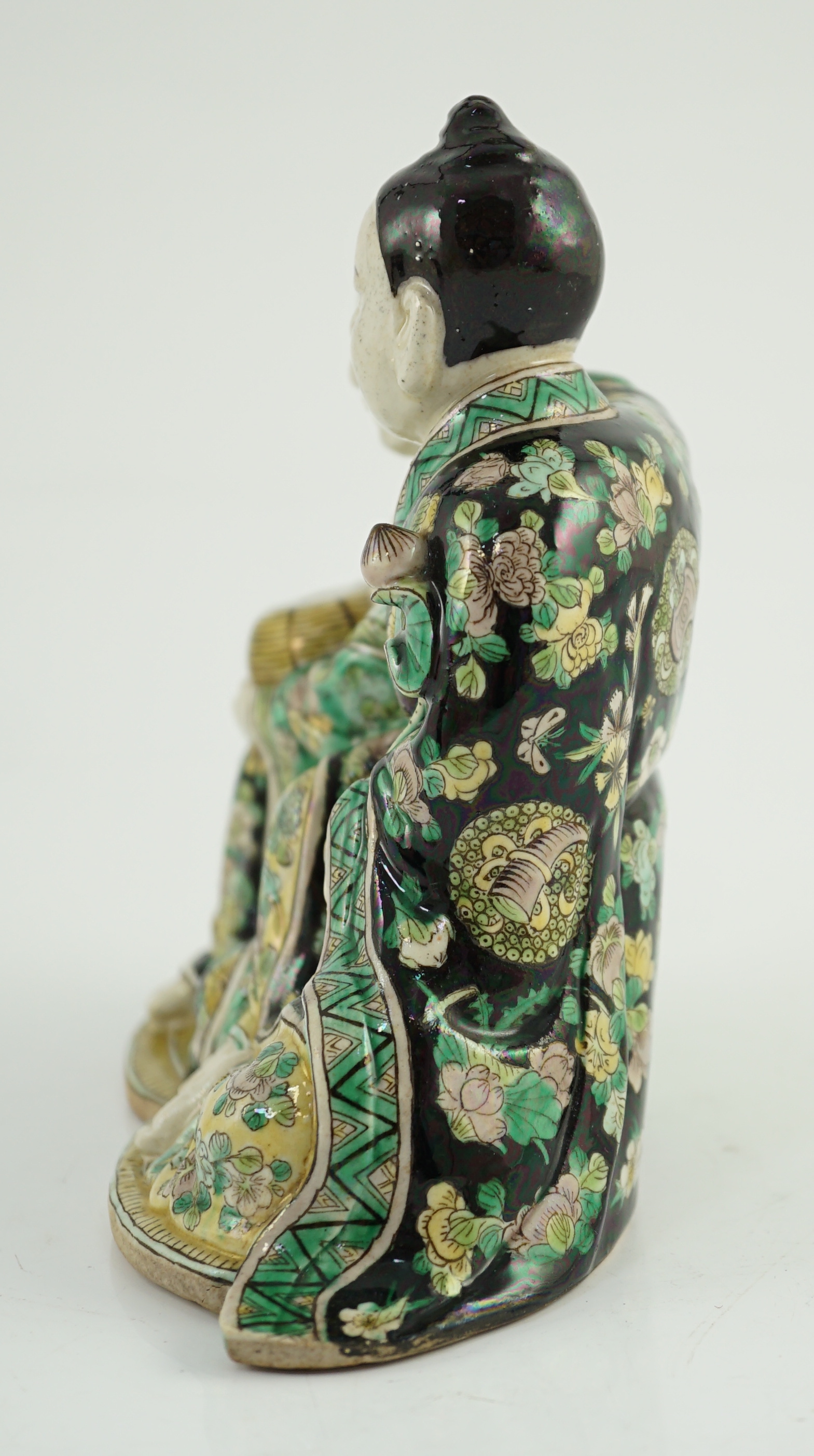 A Chinese famille verte enamelled biscuit group of the Hehe Erxian, possibly 19th century